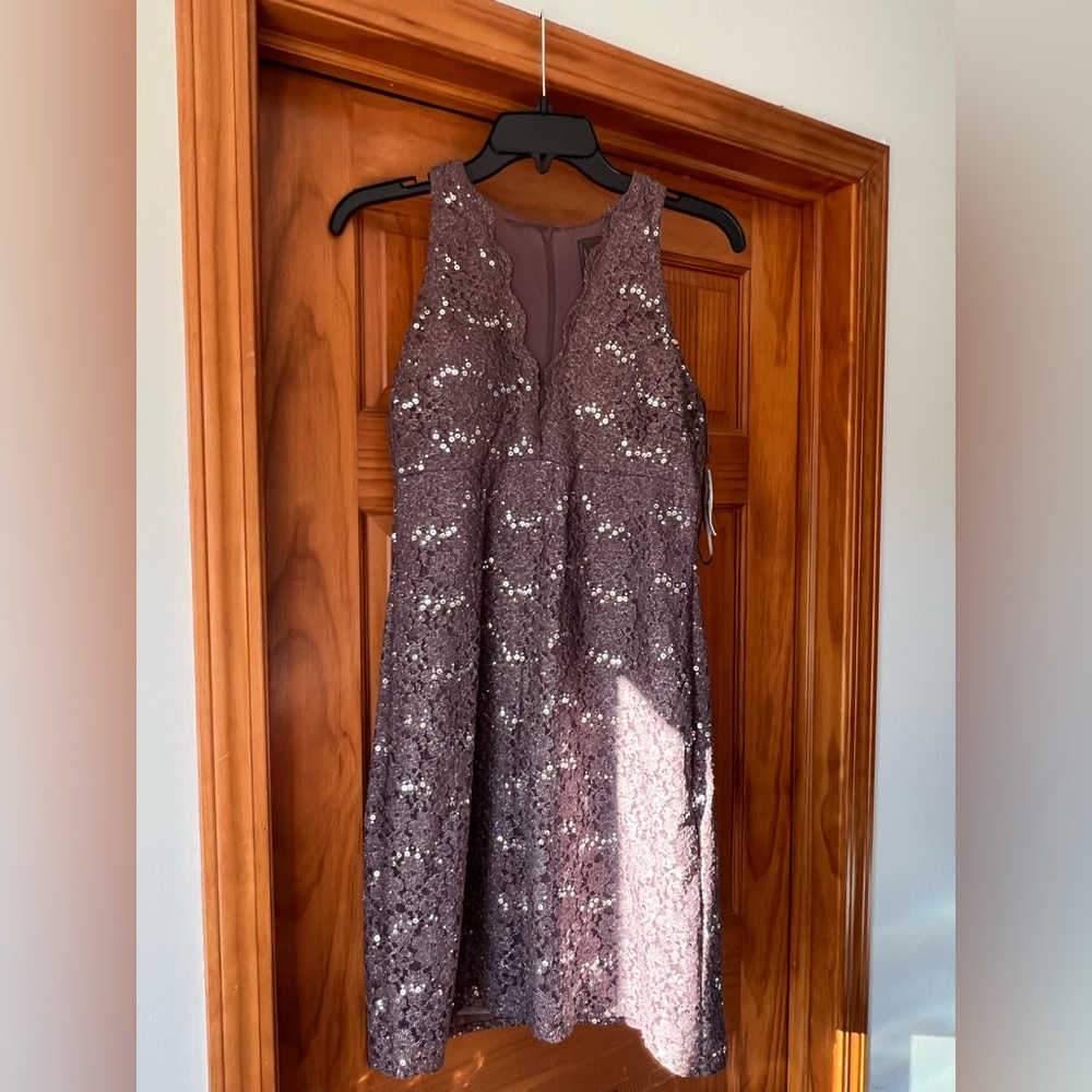 Night Way Collections Sequin Mini Dress - Brown